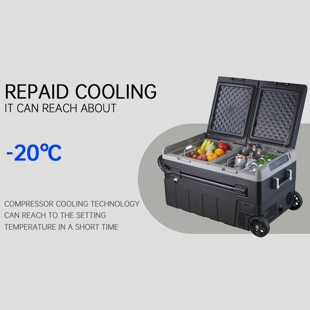 Factory Directly Two Zones Dc 12v Fridges and Deep Freezer Mini Outdoor Camping Car Home Dual Use Refrigerator