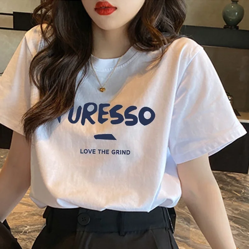 T Shirt for Women Short Sleeve Tops Woman Graphic Summer Outfit White Pulovers Trending Clothing One Pieces Clearance Sale Basic