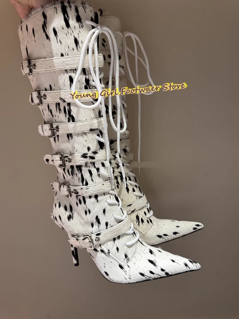 

Сапоги до колена на шпильке с цветными блоками на заказ, украшенные сапогами с пряжкой на ремне, роскошные женские зимние сапоги для рождественской вечеринки