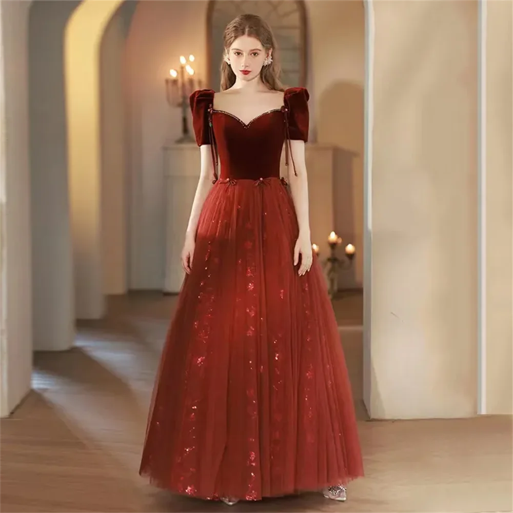 Vestido de veludo vermelho para mãe da noiva, plus size, feito sob encomenda, princesa sereia, decote querido, vestidos de casamento à noite