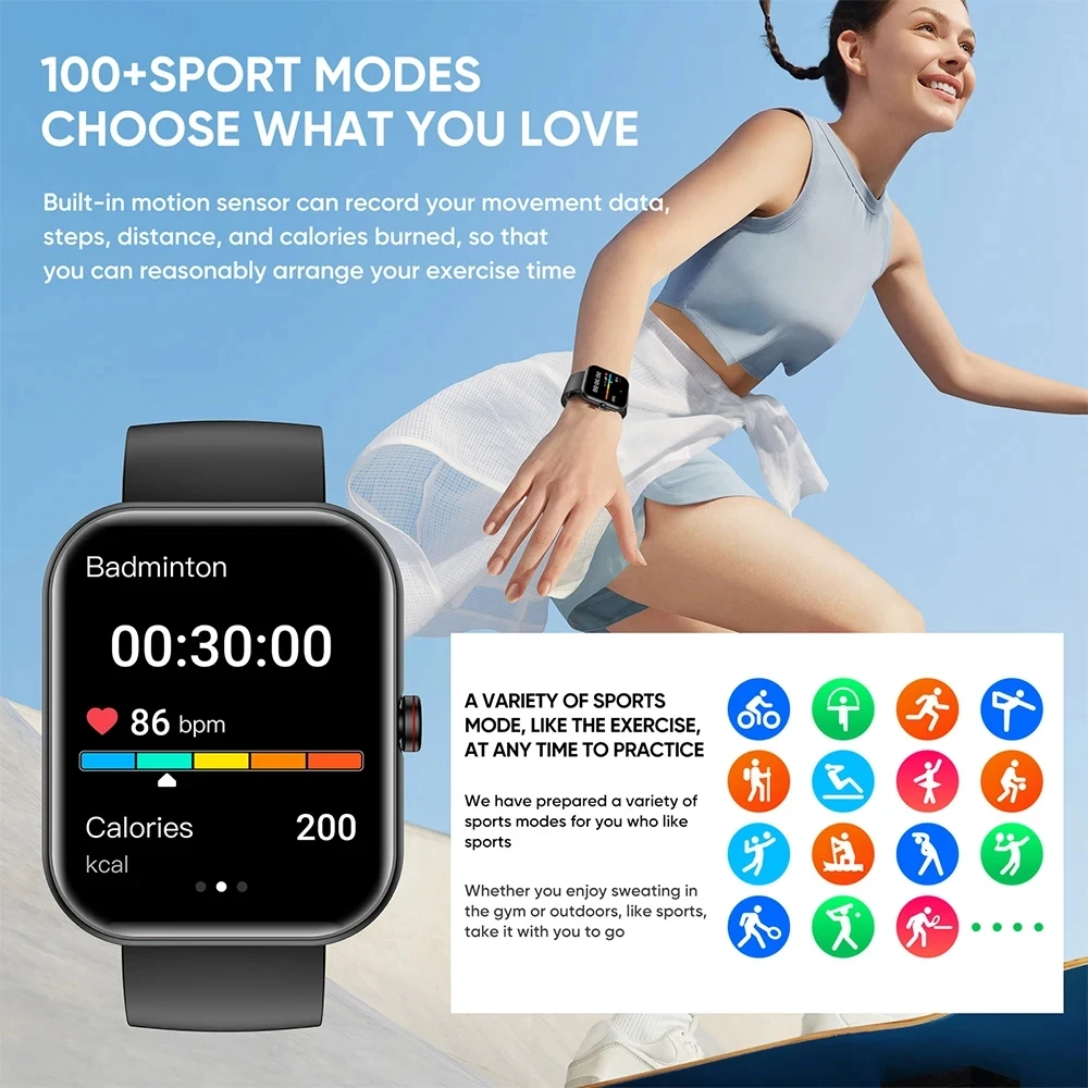 2024 New Couple Bluetooth Smart Assistant Voice Call Watch Information Reminder Multiple Sports Modes 100+Men's Smart Watches