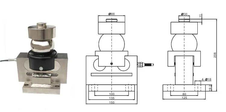 GBS805 10T 20T 30T bridge type rail scales weight sensor