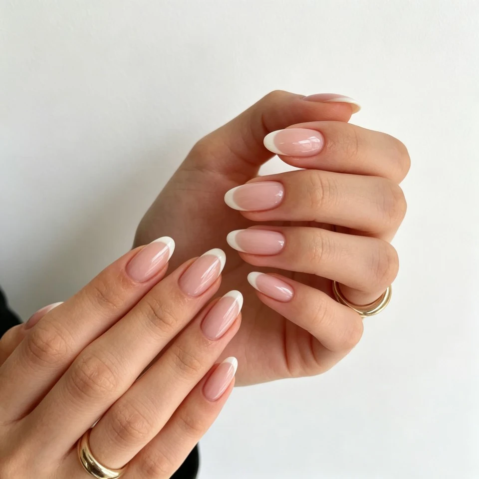 24 piezas de uñas postizas de almendra con degradado blanco, incluye 1 lima de uñas y kit de pegamento 6