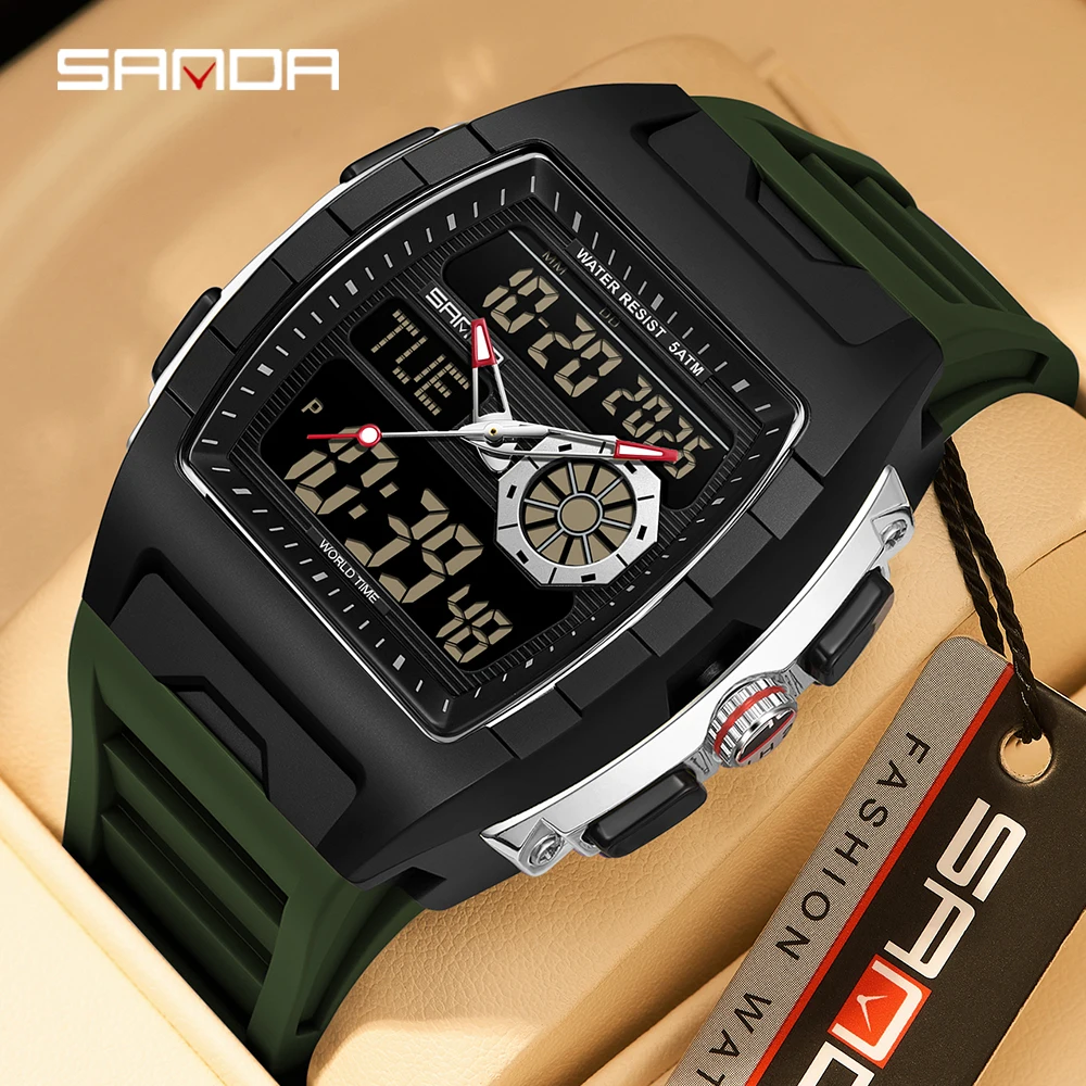 

SANDA 3397 Casual Electronic Watches for Man Alarm Clock Calendar Luminous Waterproof Shockproof Fashion Men Digital Wristwatch