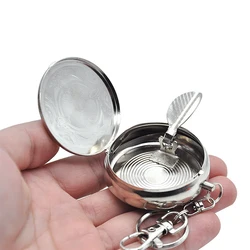 Pocket Ashtray Smoking Accessories Ashtray With Key Chain Portable Mini Stainless Steel Vehicle Cigarette Ashtray Ash Tray
