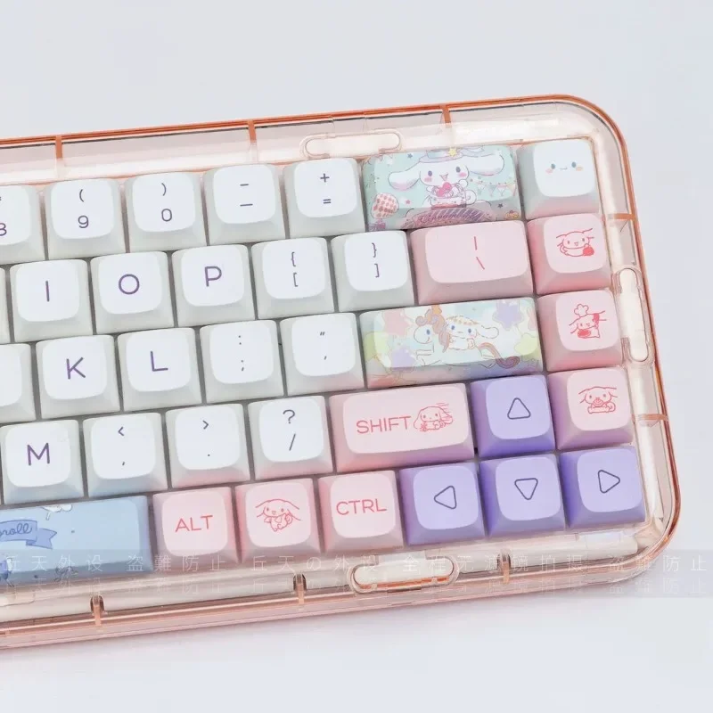 Sanrio Cinnamoroll Keycap with 144 Keys XDA Height Ball Cap Cute Lavender PBT Hot Rise Compatible Mechanical Keyboard Keycap