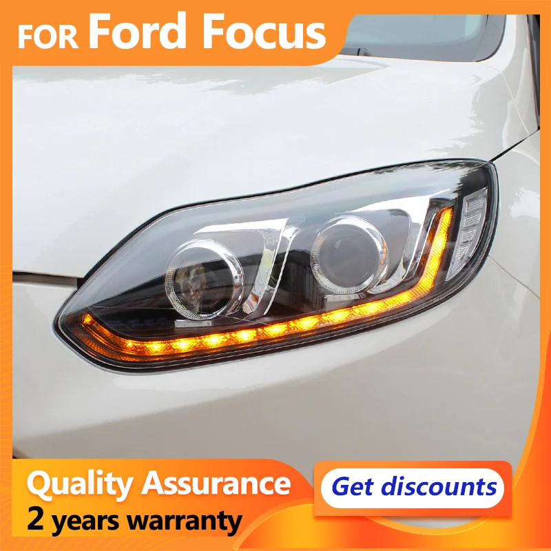 

Фара для Ford Focus LED 2012 2013 2014 Фокус Фара DRL Динамический указатель поворота Дальнего света Объектив проектора Angel Eye