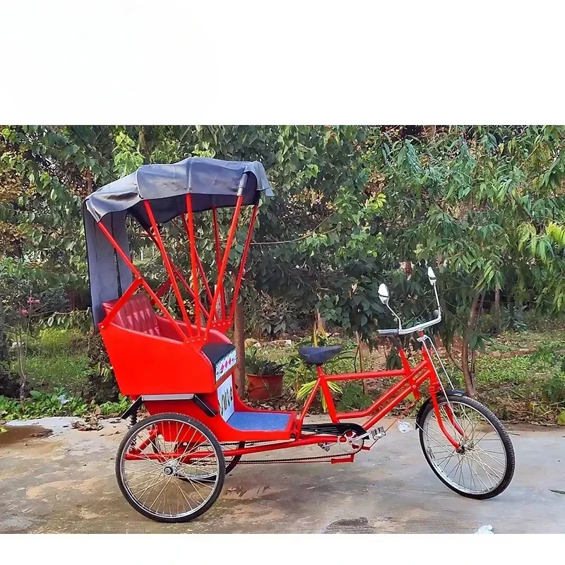 Venda quente barato três rodas dois assentos triciclos motorizados bicicleta adulto passageiro confortável