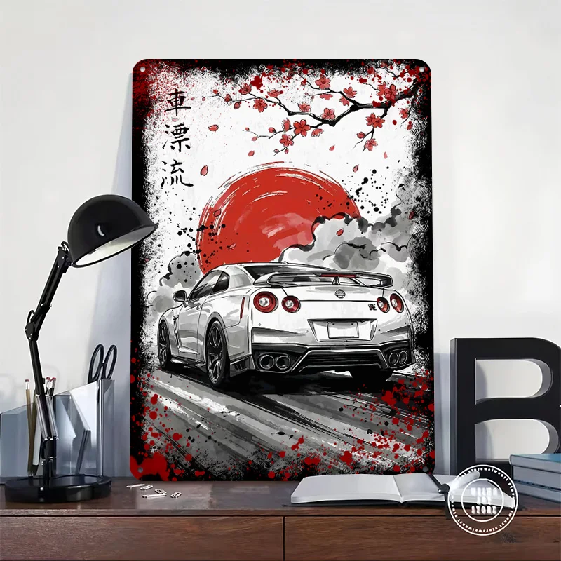 Sports GT-R R35 Nismo Japanese Art Car Tinplate Poster Custom Wall Art Vintage Metal Signs Retro Tin Plaque for Wand Deko House