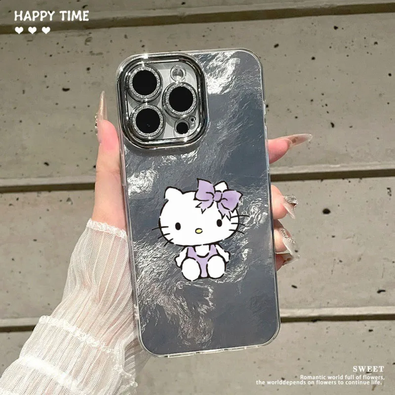 مرحبا كيتي آيفون 17 برو ماكس الليزر الجليدي نمط جراب هاتف عدسة فيلم أبل 12 13 14 15 16 الدقة ثقب دوامة