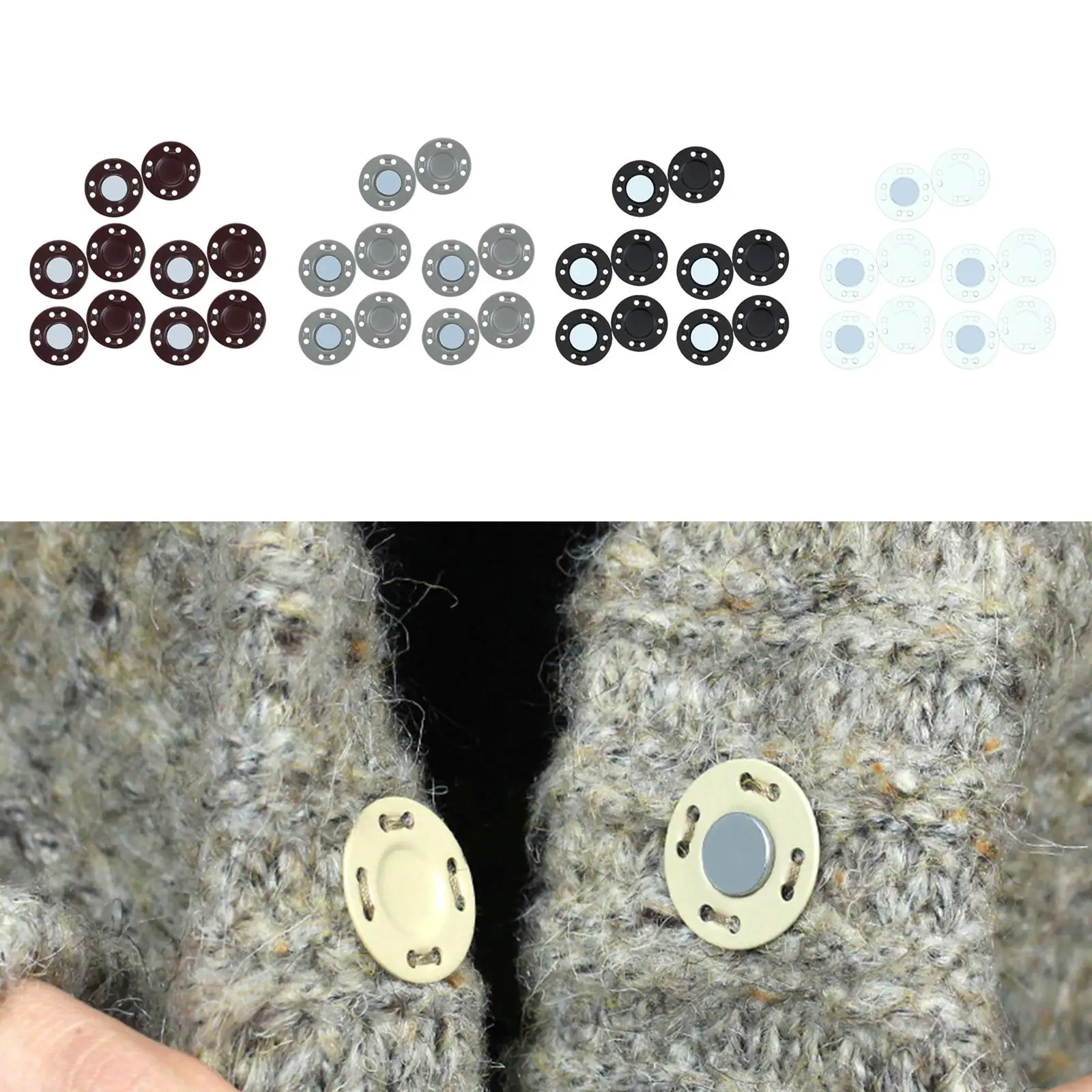10 Paar 2 cm Magnetische Druckknöpfe aus Legierung für Stricken, Nähen, Hosen, Jeans, Jacken, Verschlüsse für Taschen, DIY-Bastelbedarf