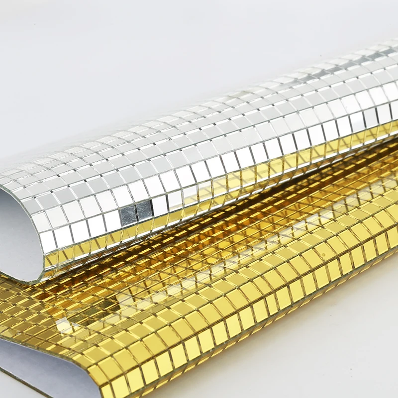 

30x30cm Self-Adhesive Square Glass Mirrors Mosaic Tiles Sliver/Gold Glass Mirror Wall Sticker For DIY Handmade Home Decoration