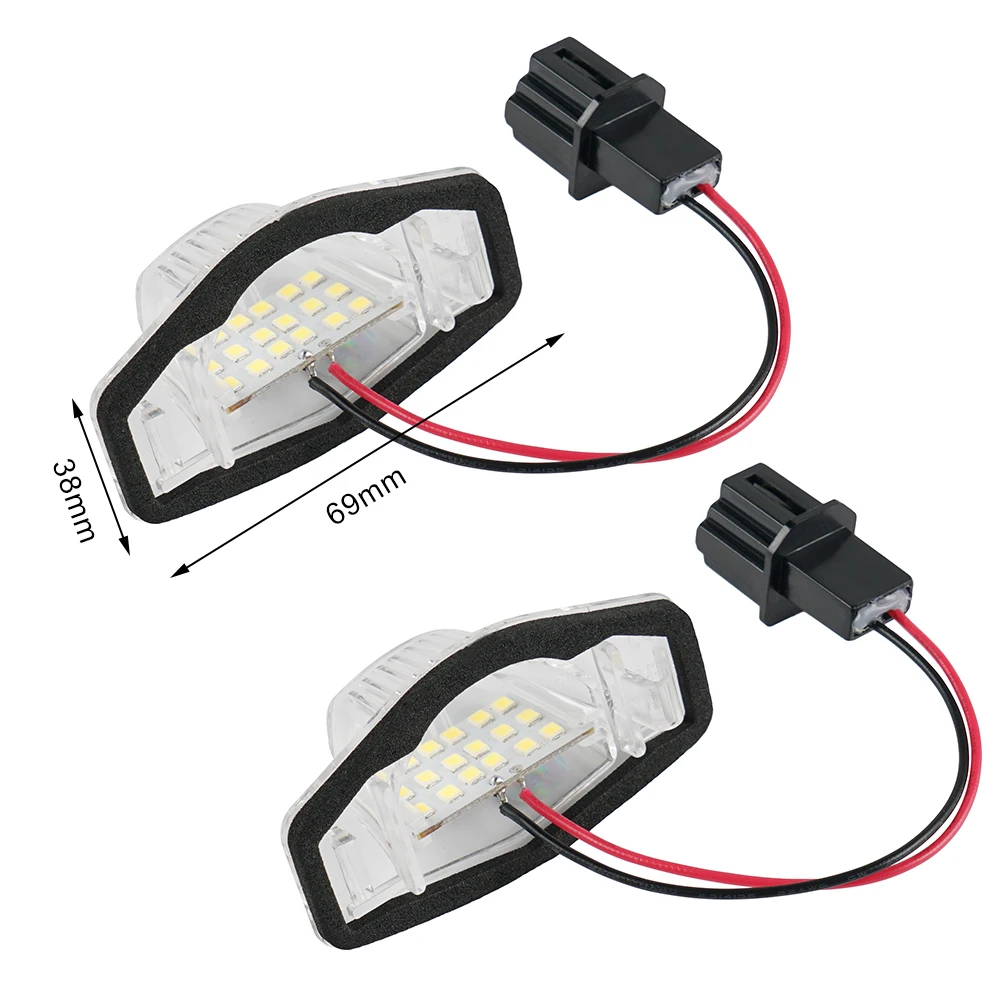 2x LED License Plate Lights For Honda JAZZ Odyssey Stream For Honda CR-V Honda FR-V 6000K White Car Number Plate Lamp Kit