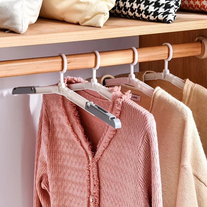 Portable Foldable Clothes Hanger Travel Retractable Anti Slip Plastic Garment Hangers Lightweight Collapsible Clothing Rack