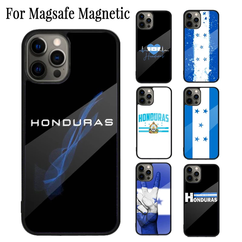 

Магнитный чехол для телефона с национальным флагом Гондураса для iPhone 16 15 14 Plus 13 12 Mini 11 Pro Max Magsafe, беспроводной чехол
