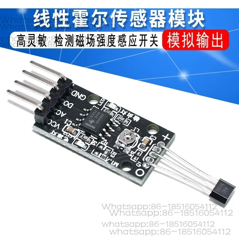 Linear Hall Sensor Module High Sensitivity 1.4mV/G Analog Output Detection Magnetic Field Strength Induction Switch