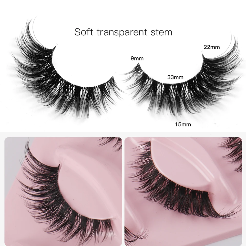 5 pares de pestañas cat eye de visón falso, naturales, largas, estilo manga, con extremo alado, pestañas postizas alargadas para maquillaje 3