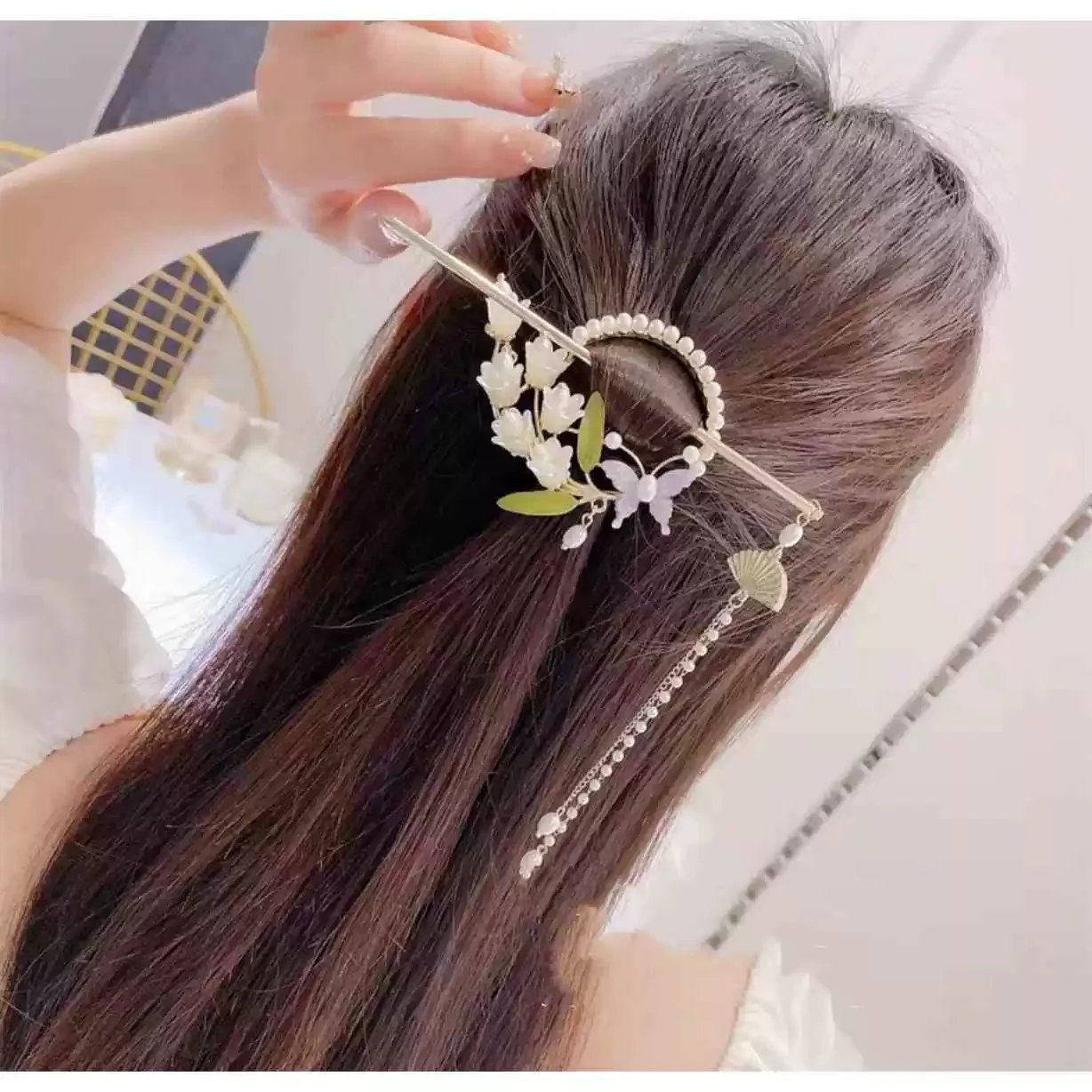 

2026 New Headwear Headpieces Floral Hair Sticks for Women Alloy Assel Pearls Hairpins Modern Hair Clip Female Hair Accessories