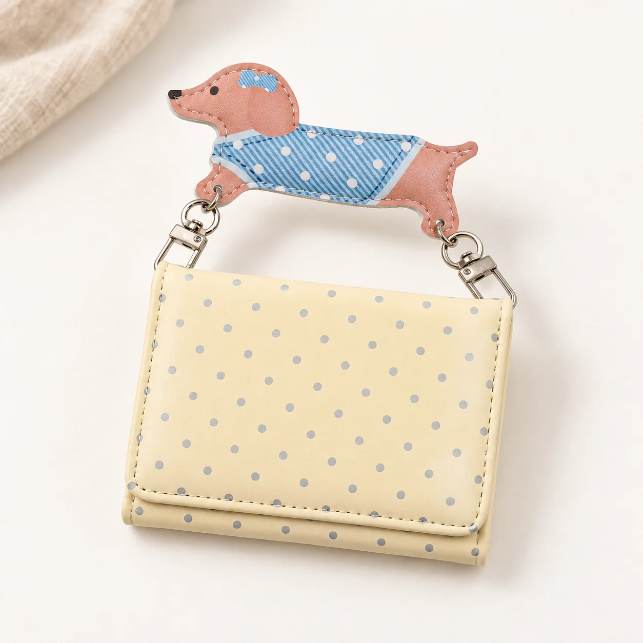 Compact Wallet Clear Dog Charm Wallet Tri Fold Purse Large Capacity Card Slot Wallet For Daily Styling Coat Pockets Dates