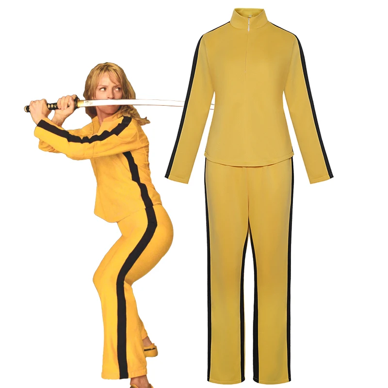 Kill bill a noiva beatrix kiddo cosplay traje amarelo kung fu macacão feminino agasalho halloween carnaval trajes de mardi gras