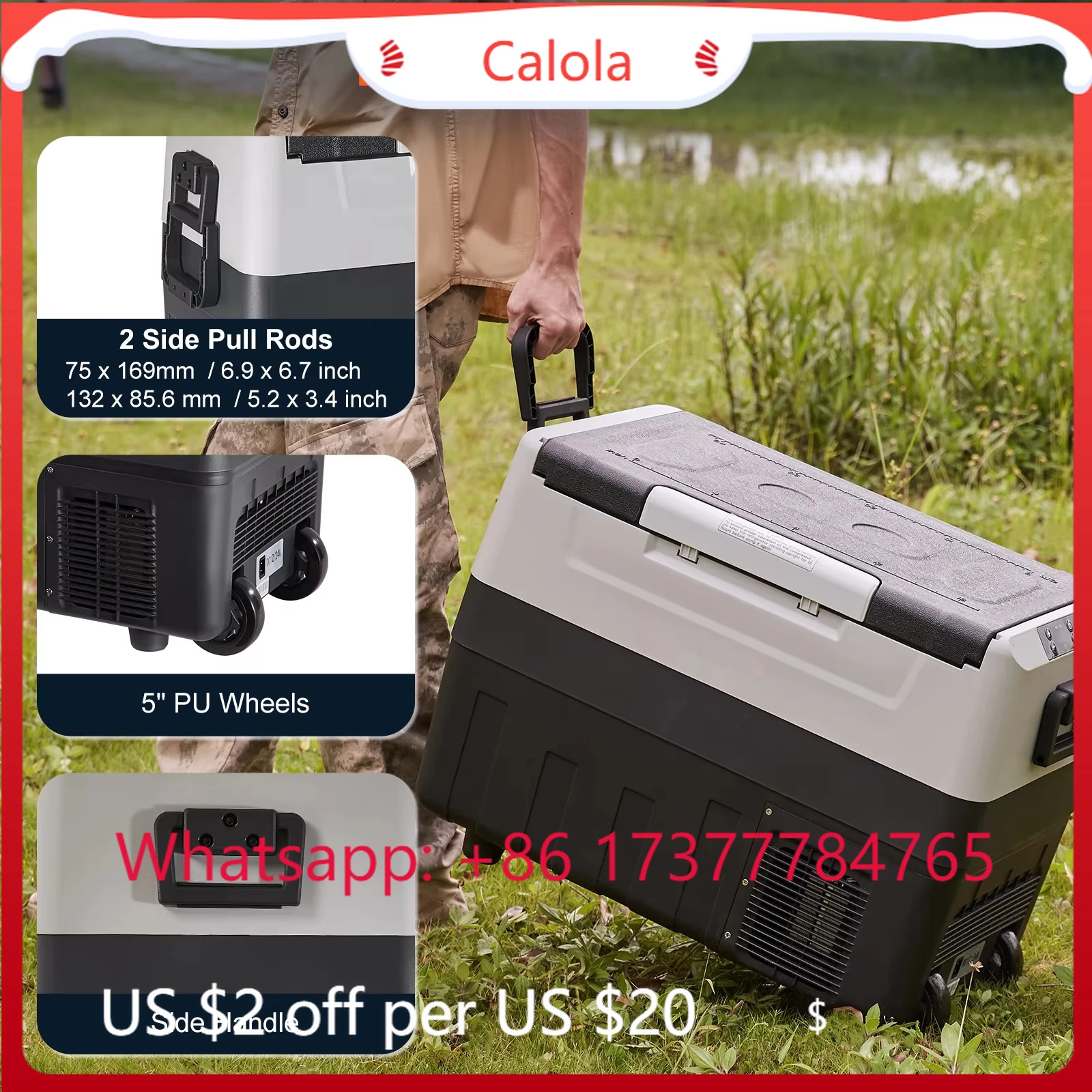 Portable Compressor Mini Fridge Freezer, 35L 45L Dual Capacity Car Refrigerator for Outdoor Camping Travel