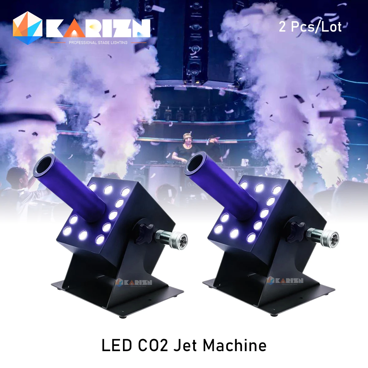 0 Tax 2PCS CO2 Cannon Power Control Cyro Blaster Co2 Jet Machine Angle Adjuatble No Ice Seum Stage Effect Spray 12M for Club