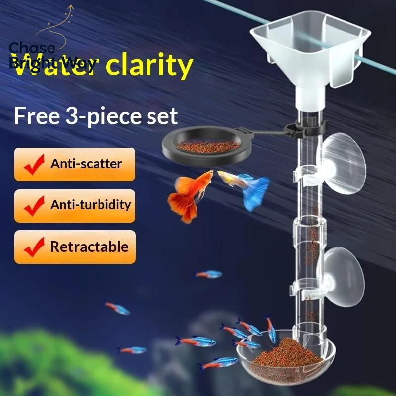 Telescopic Fish Tank Feeding Tube Adjustable Acrylic Aquarium Feeder With Suction Cups Prevents Food Scatter For Aquatic Plants