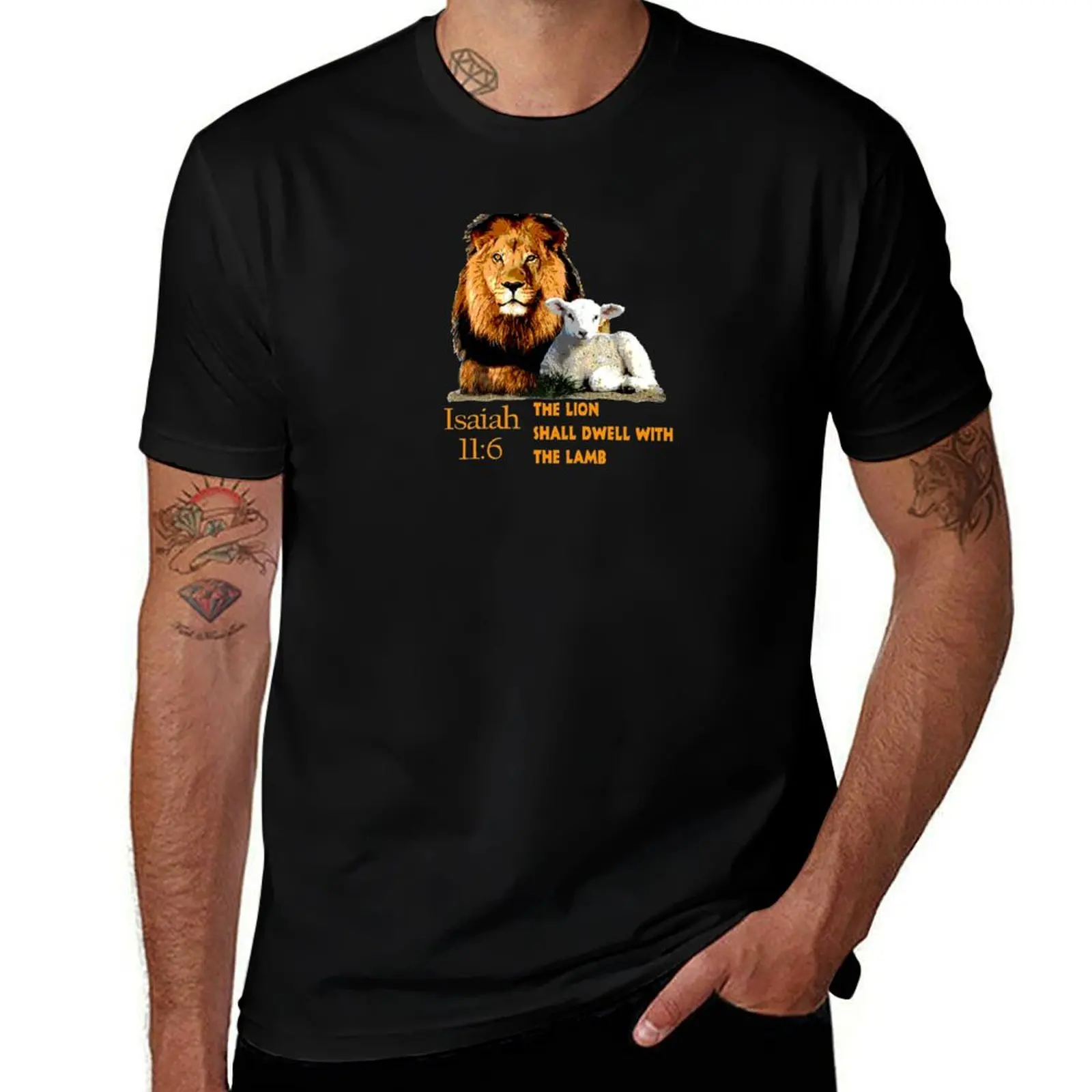 

The T-Shirt tshirt Bible graphic dwell Lamb 11:6 the shall shirts Lion man Verse T-Shirt Isaiah t funny for with
