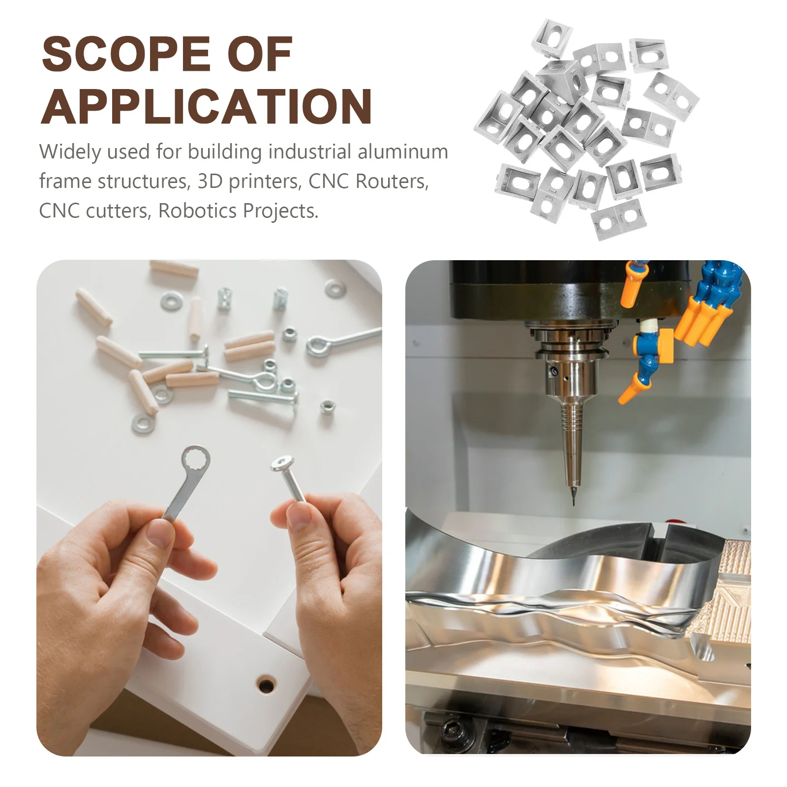 

20pcs Aluminum Corner Bracket 2X2X2Cm For 20Mm Extrusion 90 Degree Connectors Heavy Duty Metal Brackets For Cnc 3D Printer Frame