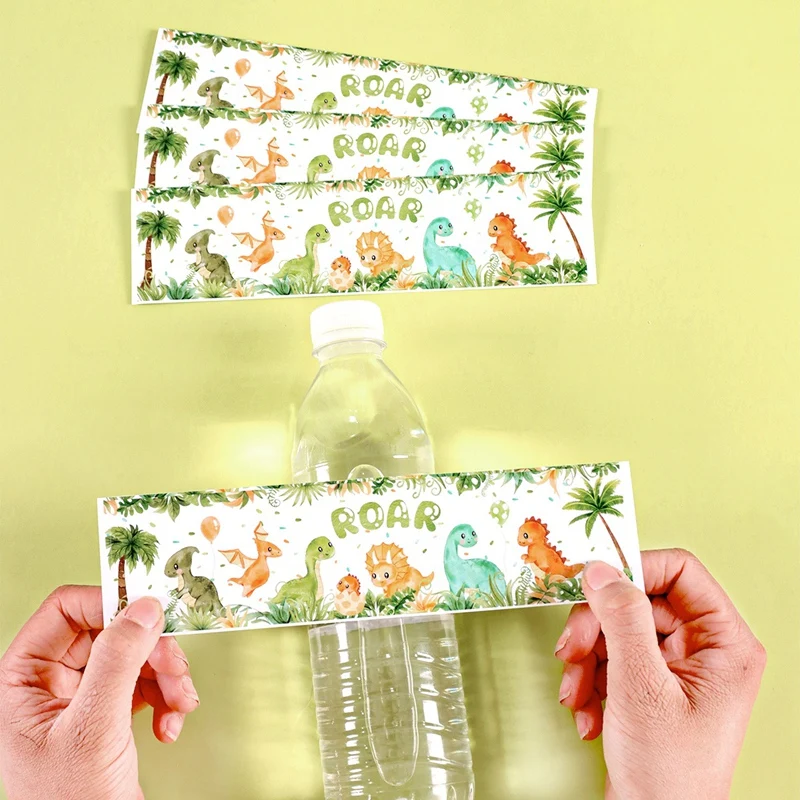 10Pcs Dinosaur Party Water Bottle Stickers Paper Label For Jungle Dinosaur Birthday Party Decoration - view 4