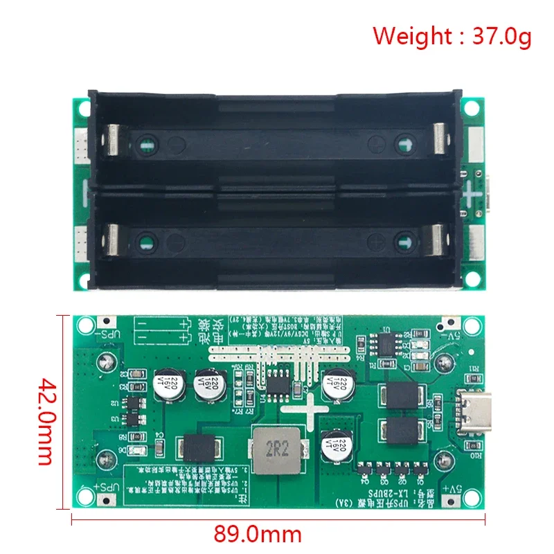 Type-C 15W 3A 18650 Lithium Battery Charger Module DC-DC Step Up Booster Fast Charge UPS Power Supply / Converter 5V 9V 12V