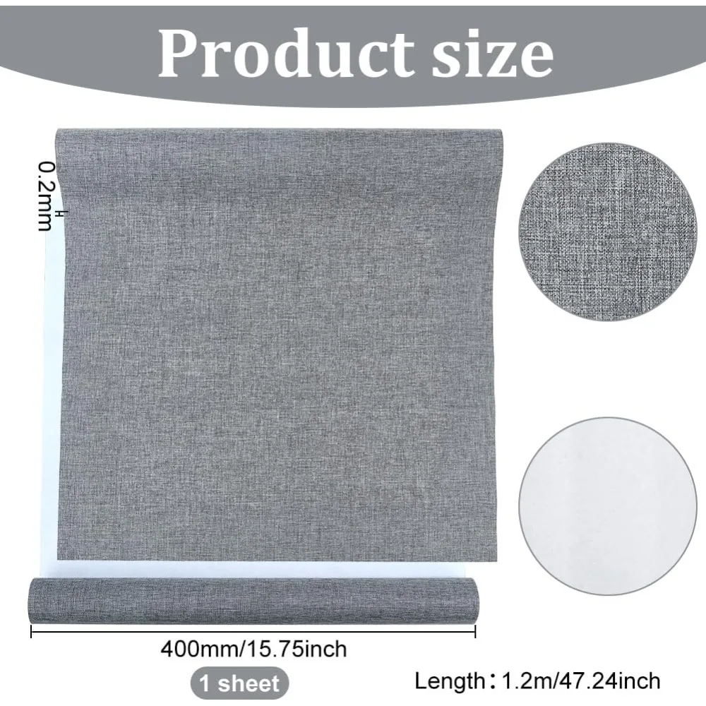 47.25x15.75 Inch Gray Book Binding Cloth Bookcover Fabric Surface with Paper Backed Linen Upholstery Fabric for Book Binding