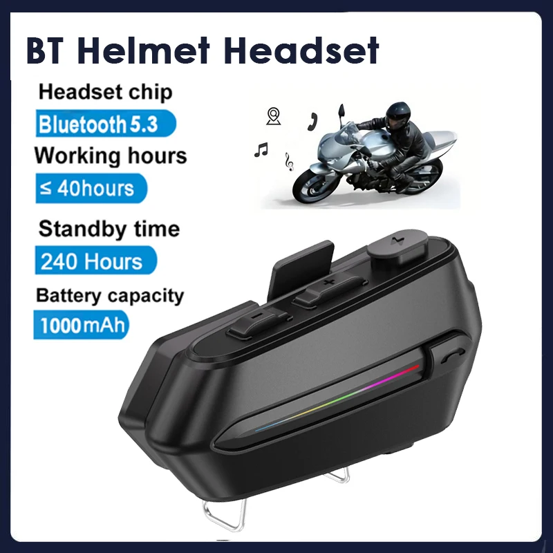 

Bluetooth 5.3 Helmet Headset Wireless Hands-free Call Phone Kit Motorcycle Waterproof Earphone MP3 Music Player Speaker for Moto