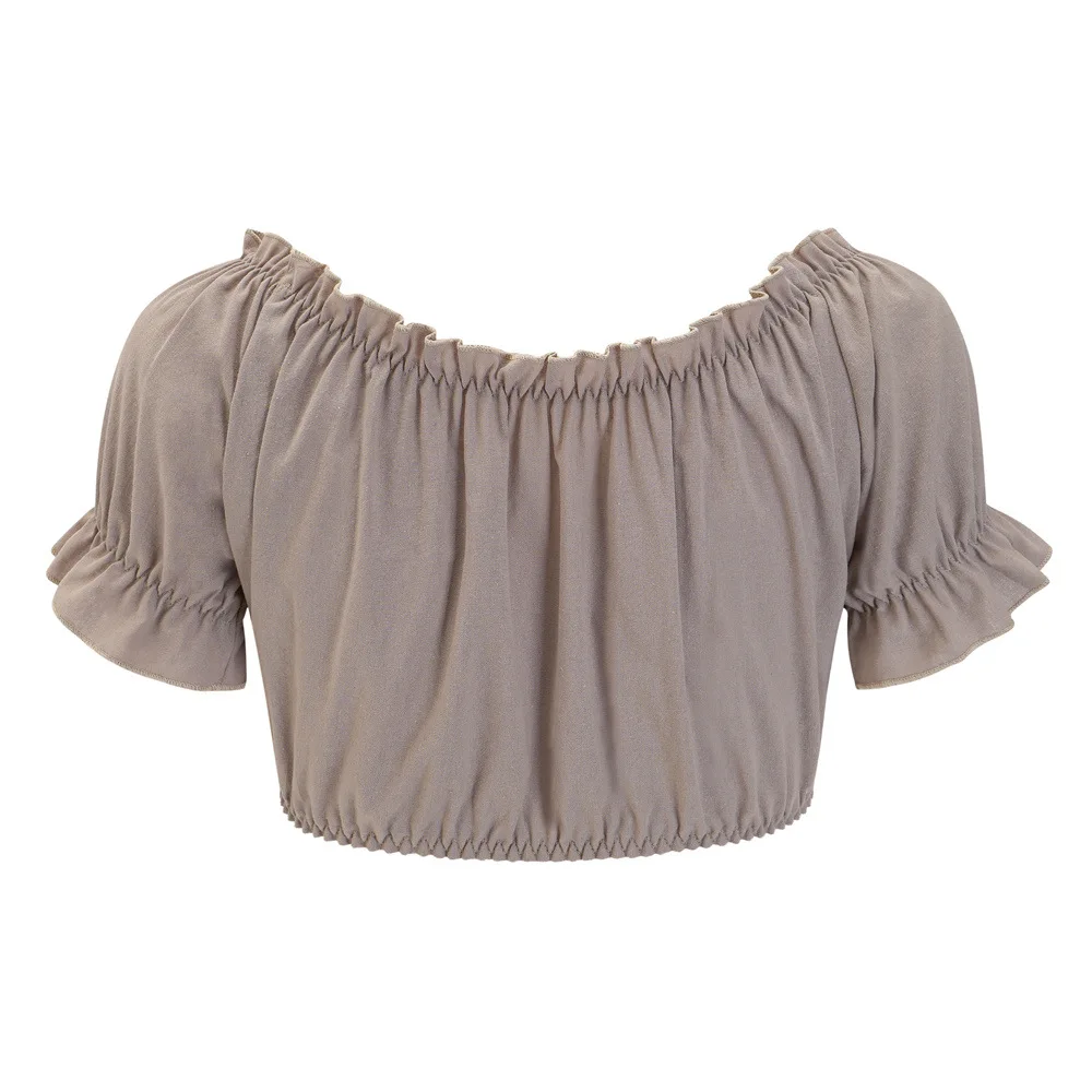 

Women Sexy Crop Top Summer Black White Elegant V Neck Ruffles Sleeve Off Shoulder Y2k Shirt Tops Party Oktoberfest Blouse