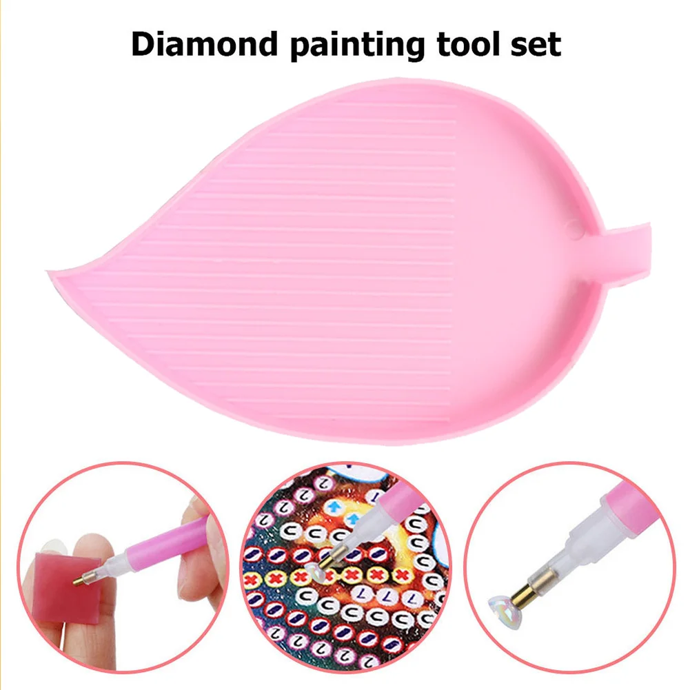 

Diamond Painting Point Drill Tray Leaf-shaped Embroidery Beading Plate Accessories Portable Nail Art Rhinestone Tools for Girl