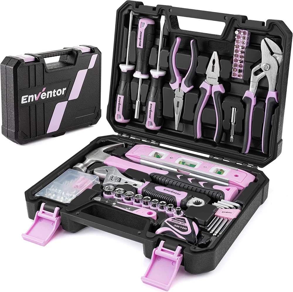 Enventor Tool Kit Set, 108PCS General Household Hand Tool Kit with Storage Toolbox, Small Tool Kits for Home image 3