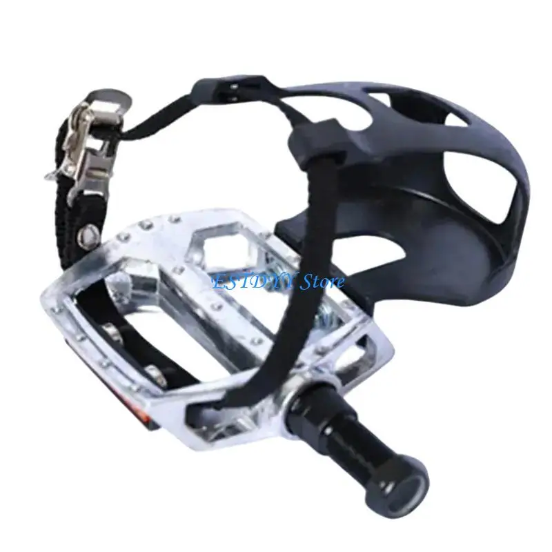 

G6DE Bicycles Pedals with Clip & Straps Indoor Exercise Bike Pedals for Fitness Bike