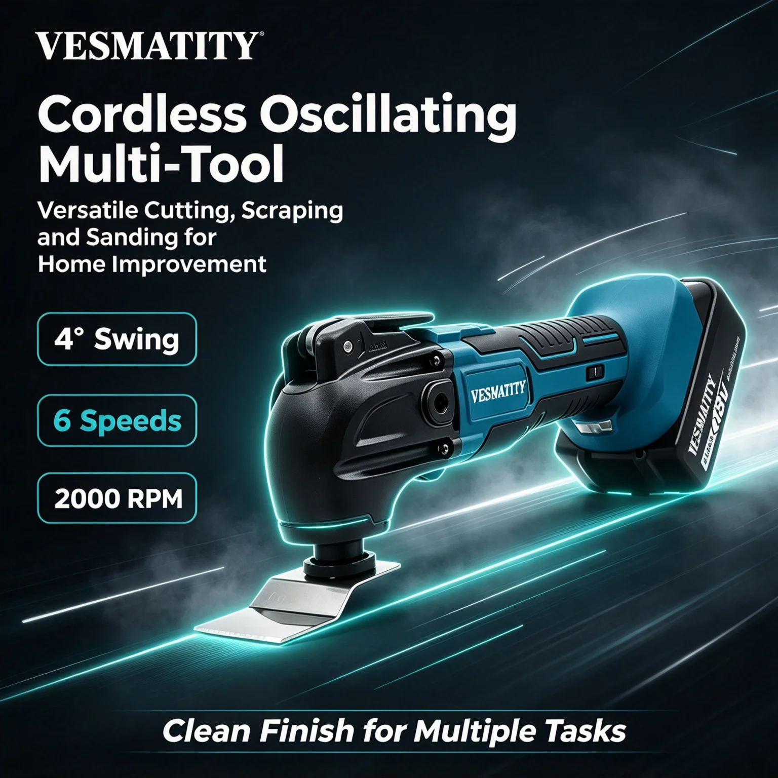 Vesmatity Tool Multi Function Oscillating 600W 20000PM Electric Saw Trimmer Cutting Woodworking Power 21V 18V Battery Plus