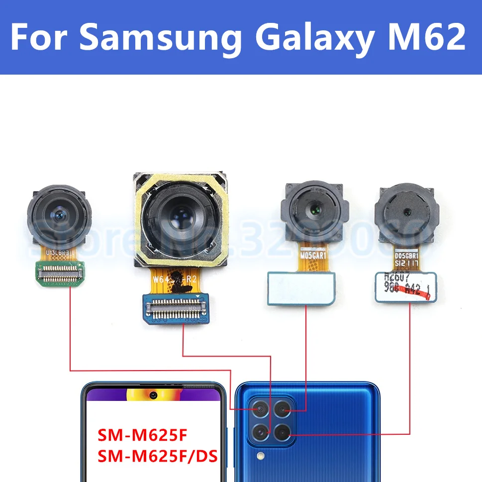 

Модуль задней камеры для Samsung Galaxy M62 SM-M625F M625F/DS, ультраширокая макросистема, глубина, телеобъектив, гибкий кабель для основной камеры