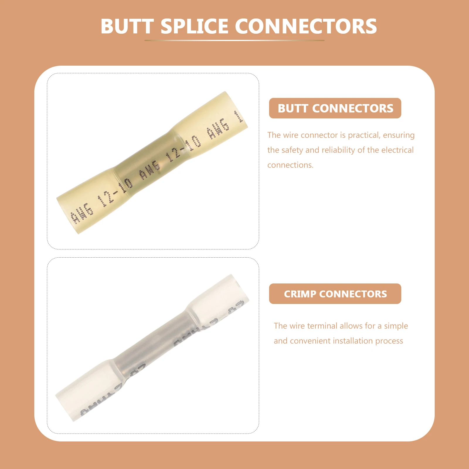 

50pcs Waterproof Terminal Connectors Heat Shrink Wire Electrical Cable Butt Crimped Copper Wiring Kit Insulated