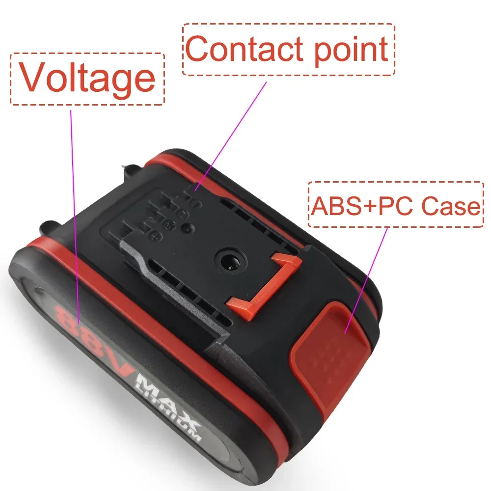 For Worx 88V  Power Tools Replacement Battery  2000mAh Rechargeable Li-ion Battery Suitable