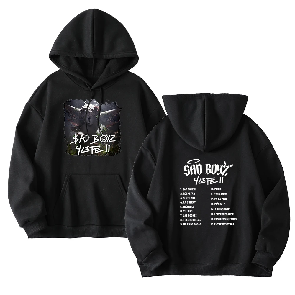 Junior H Sad Boyz Album Merch Hoodies Winter Hooded Sweet Streetwear Long Sleeve New Logo Sweatshirt Y2K