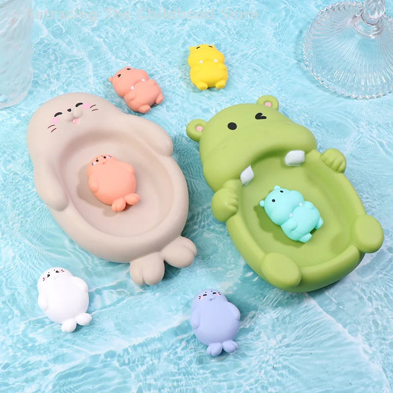 Children's Bath Floating Animal Water Bath Toys, Hippo Otter Baby Play Toy Swimming Pool Parent-child Interactive Toys