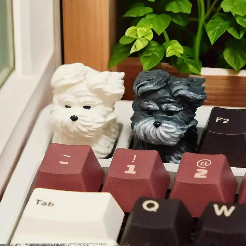 Animal Crossing Cute Resin Keycap Wind Blown Puppy Custom Keycaps for Mechanical Keyboard Caps PC Desktop Ornament Toys Gifts