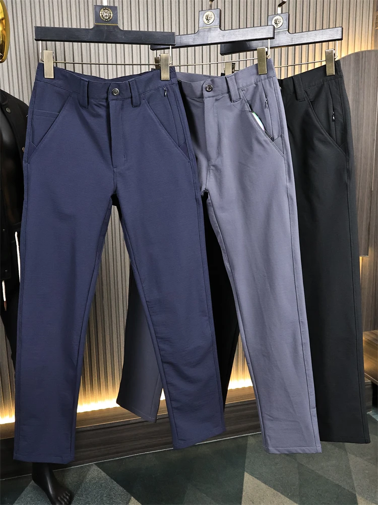 

Outdoor Men's Straight Leg Casual Trousers Elastic Pure Color Autumn Winter Faion Urban Sle Waterproof Nylon Fabric