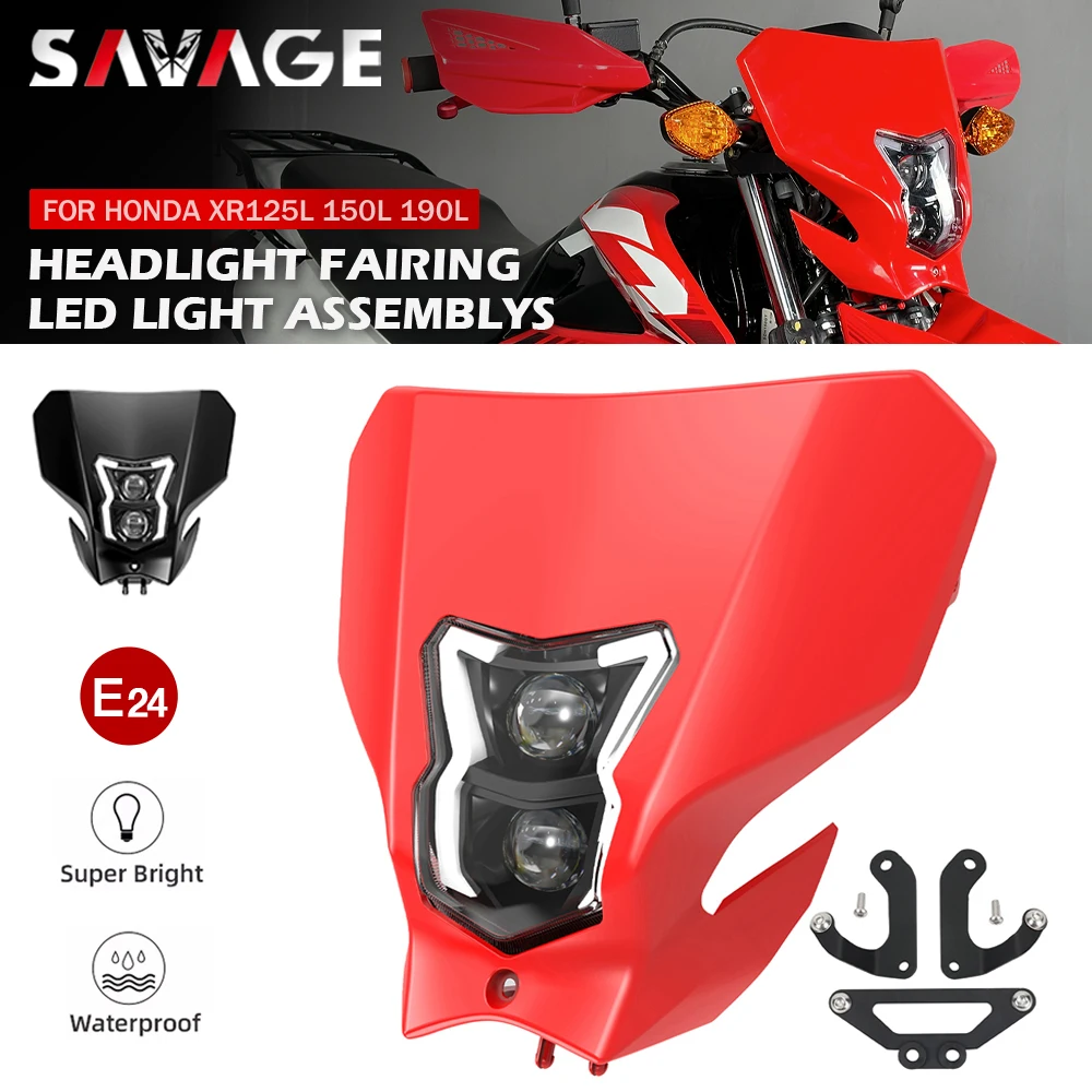 

LED Headlight Assembly Fairing For HONDA XR125L XR150L XR190L Motorcycle Head Light Lamp E24 Headlamp Mask XR 190L 150L 125L