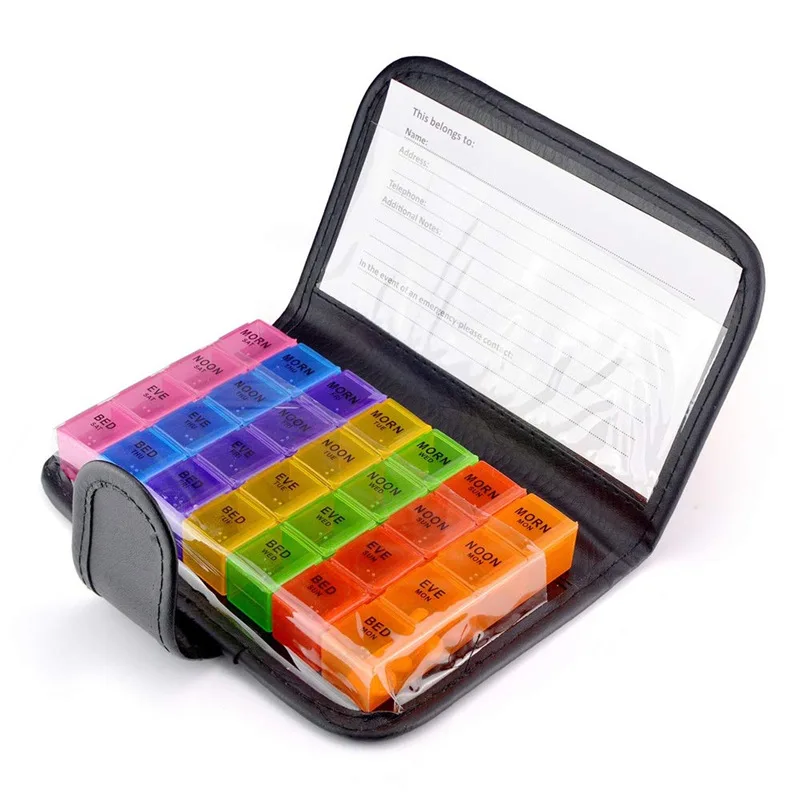 30 pz 28 Griglie Portapillole Portapillole Tablet Portapillole Medicina Organizzatore di Immagazzinaggio Strumento di Cura Sana Colore Arcobaleno con Borsa DELL'UNITÀ di elaborazione ni486