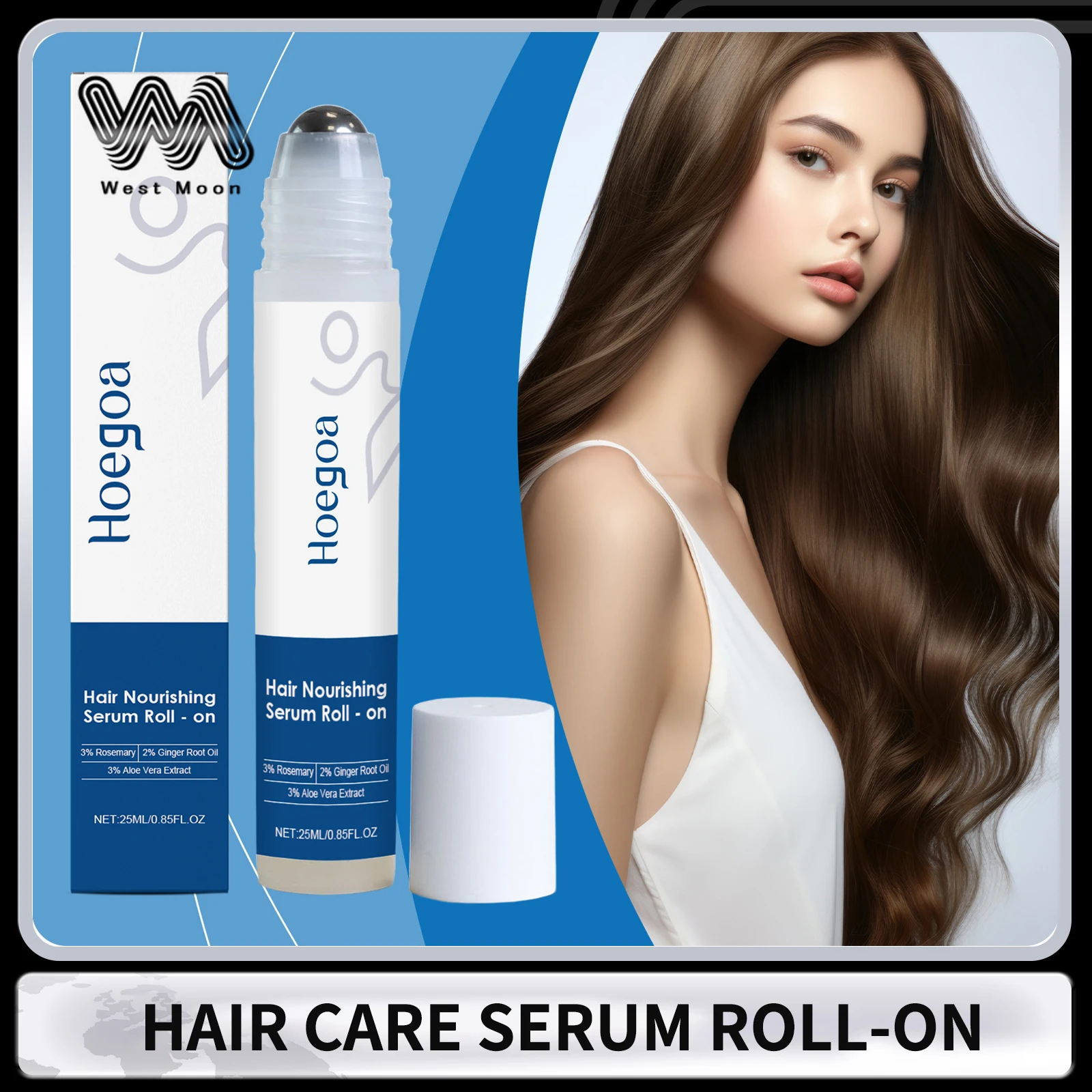 

25mlHair Care Serum Roll-On Prevent Hair Loss Baldness Scalp Massage Repair Dry Damaged Hair 3% Rosemary Nourishing Hair Essence