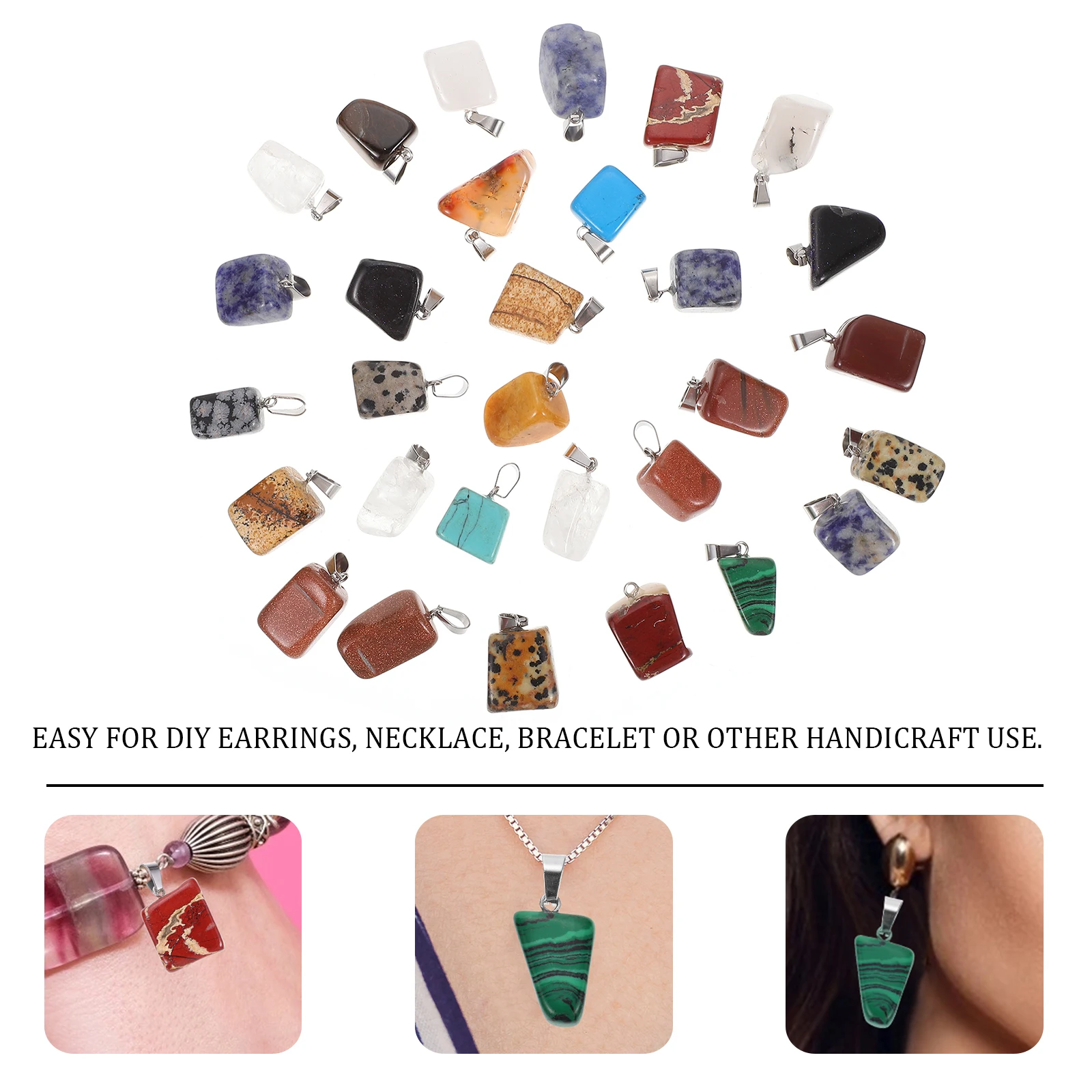 

30PCS Natural Pendant Gemstone Charms Irregular Shape DIY Jewelry Accessories Durable Craft Natural Stone Pendant Material