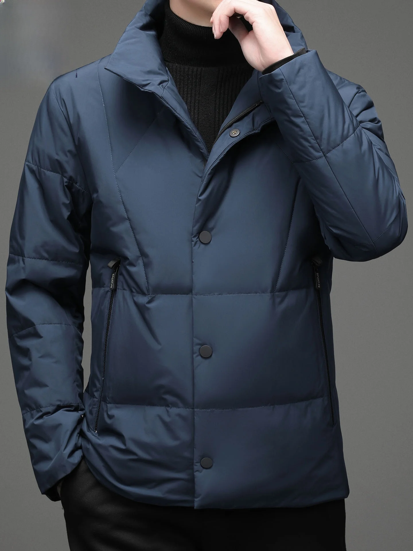 

Men's down Jaet ort Thiened Loose Warm Stand Collar Winter Faion Ci Casual Sle White Du down Filling Outerwear